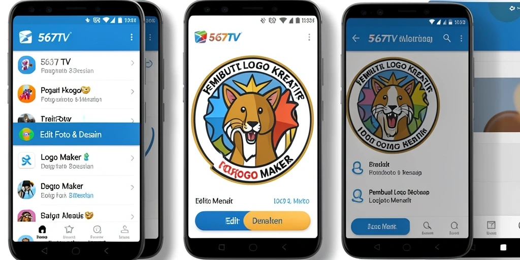 Antarmuka pengguna 567TV yang intuitif untuk membuat logo.