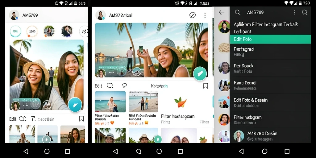 Tampilan antarmuka aplikasi Filter Instagram AMS789 yang intuitif dan menarik.