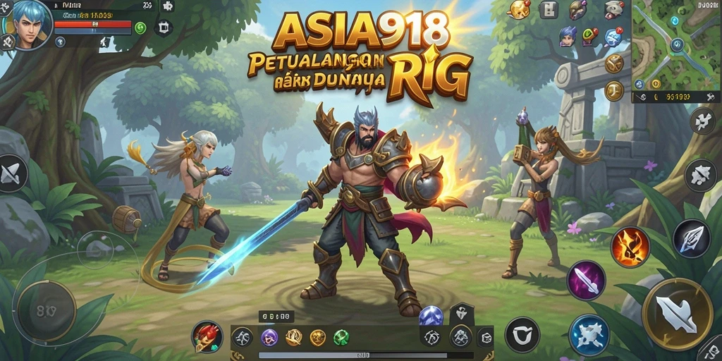 Tampilan utama ASIA918, menampilkan misi seru dan karakter unik.