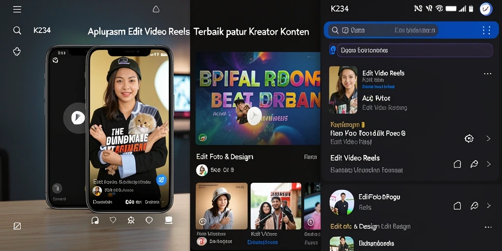 Tampilan antarmuka K234 yang sederhana dan efektif untuk Edit Video Reels.