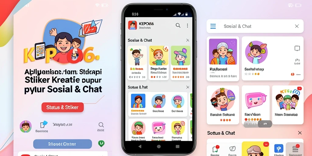Tampilan antarmuka KEPO66 dengan beragam stiker menarik.
