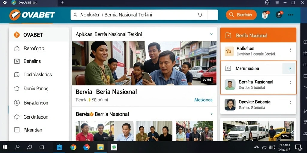 Tampilan antarmuka aplikasi OVABET yang informatif.