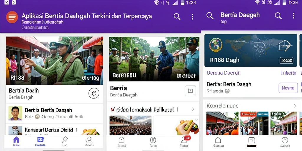 Antarmuka RI188 yang menampilkan berita daerah terkini.